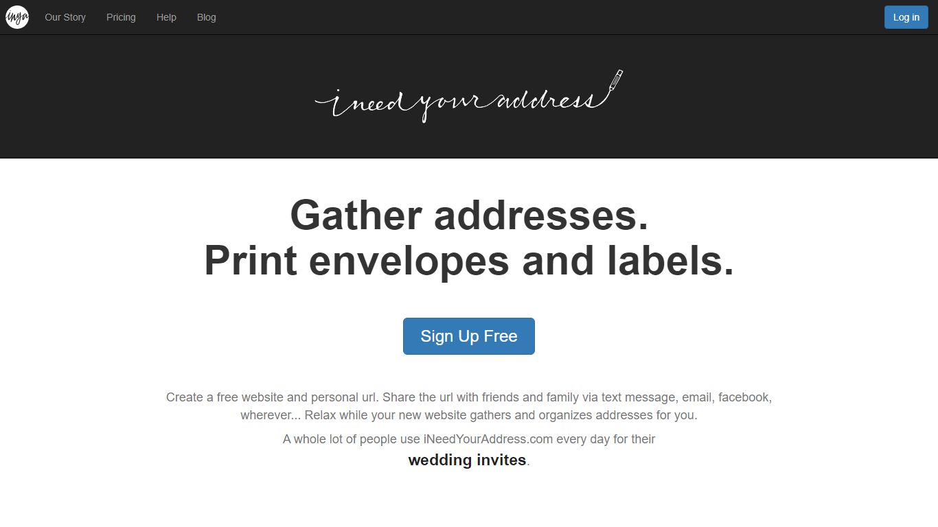 Collect Addresses & Print Mailing Labels at iNeedYourAddress.com!